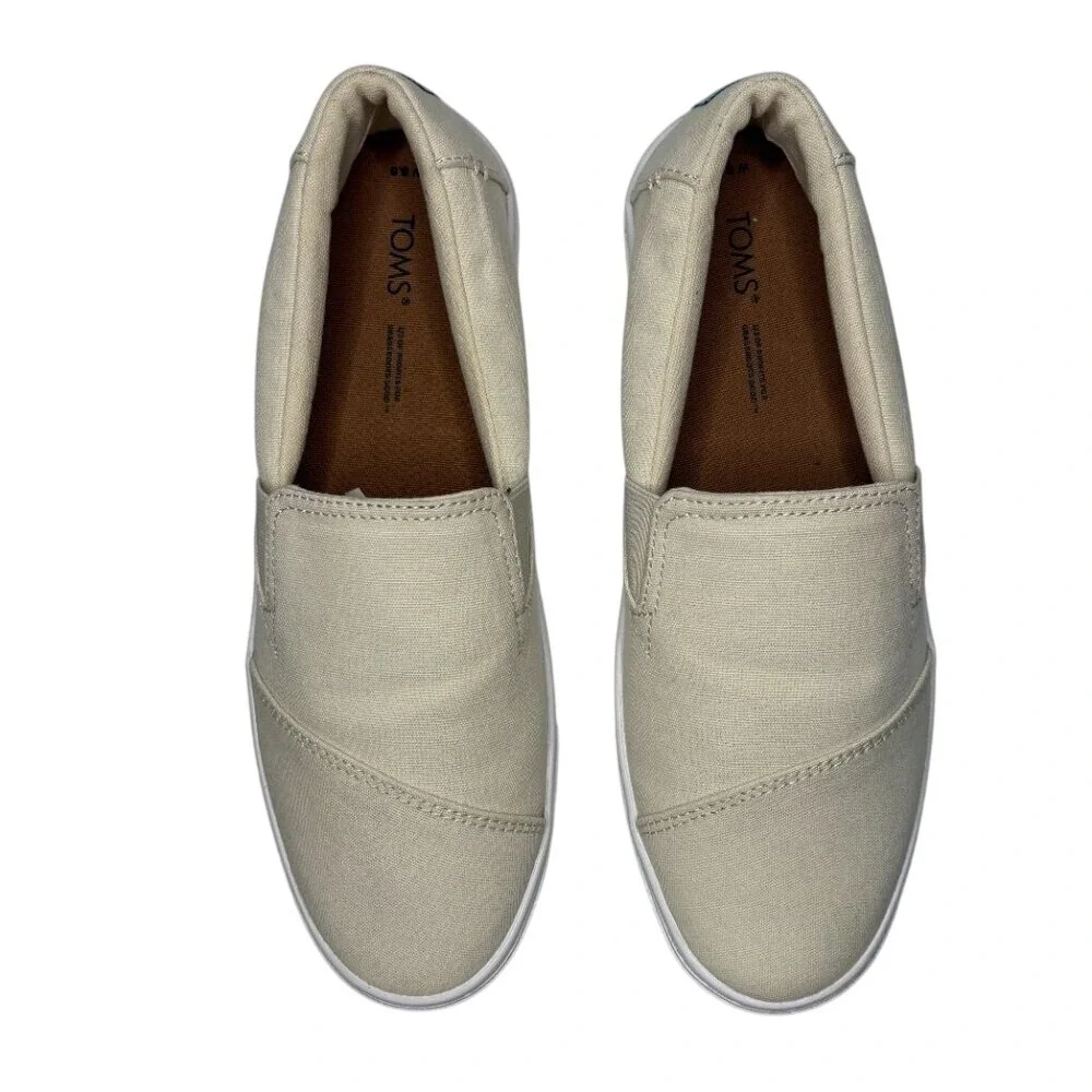 TOMS‎ Slip On Casual Shoes Womens Size 8.5 Canvas Beige Comfort Sneakers Neutral - Picture 2 of 9